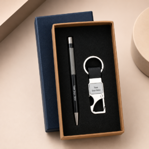 Premium Corporate Gift Set with Metal Pen & Bottle Opener Keychain | Personalized Business Gift Set