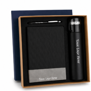 B3N1-2 BMW Premium Corporate Gift Set – A5 Notebook, Stainless Steel Vacuum Bottle & Metal Pen with Custom Logo Branding (Black Edition)