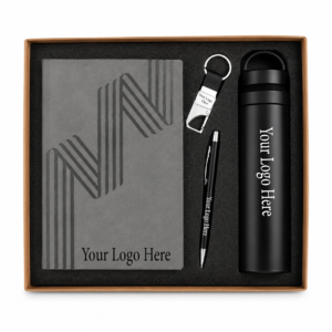 Hill-Top 4-in-1 Premium Corporate Gift Set – A5 Notebook, Metal Pen, Keychain & Insulated Bottle | Custom Logo Gift Set