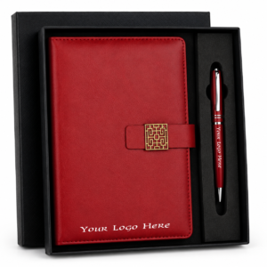 NP-3 SONY Premium A5 Notebook & Metal Pen Gift Set with Custom Logo Branding | Executive Corporate Gift Box (Red Edition)
