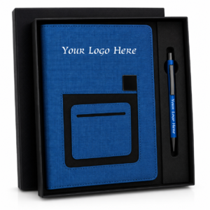 NP-5 TISSOT Premium A5 Notebook & Metal Pen Gift Set with Custom Logo Branding | Executive Corporate Gift Box (Blue Edition)