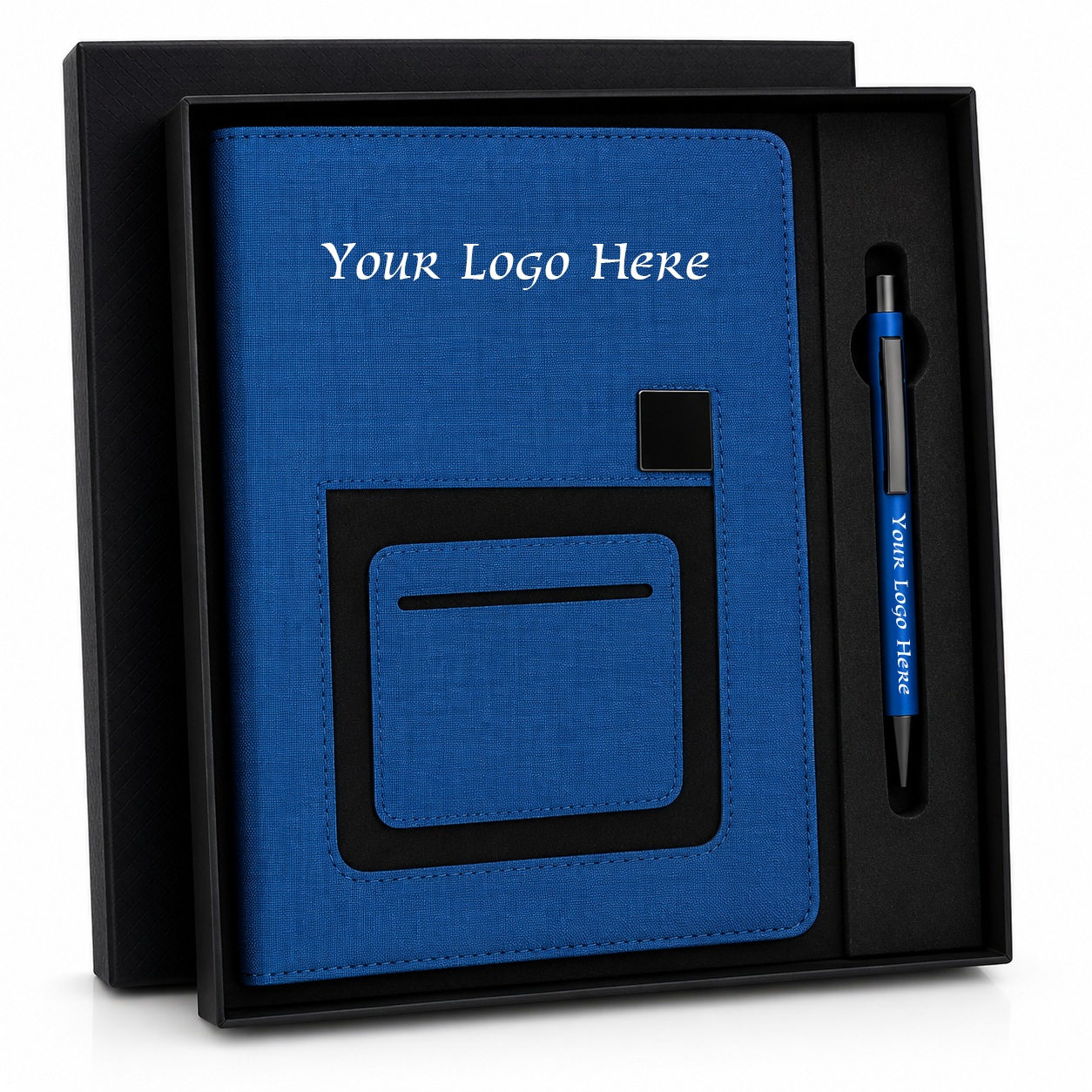NP-5 TISSOT Premium A5 Notebook & Metal Pen Gift Set with Custom Logo Branding | Executive Corporate Gift Box (Blue Edition)