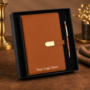 Premium 2-in-1 Corporate Gift Set – A5 PU Leather Notebook & Metal Pen with Custom Logo