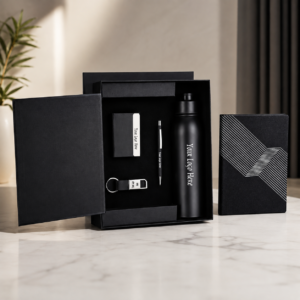 Premium 4-in-1 Corporate Gift Set – Notebook, Vacuum Flask, Metal Pen & Keychain with Custom Logo