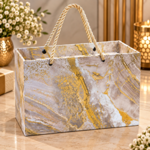 Premium White & Gold Marble Gift Box with 2 Glass Jars | Luxury Corporate Dry Fruit Gift Box