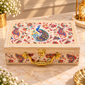 Premium Traditional Floral Gift Box with 2 Glass Jars | Corporate Dry Fruit & Festive Gift Box