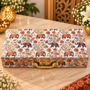 Premium Elephant Print 3 Jar Dry Fruit Gift Box | Luxury Corporate & Festive Gift Hamper
