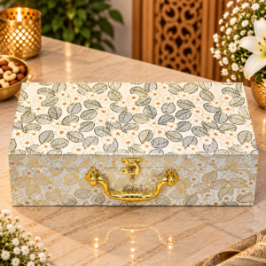 Premium White Floral 3 Jar Dry Fruit Gift Box | Luxury Corporate & Diwali Gift Hamper