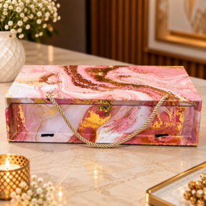Premium Pink Marble 3 Glass Jar Dry Fruit Gift Box | Luxury Corporate & Diwali Gift Hamper