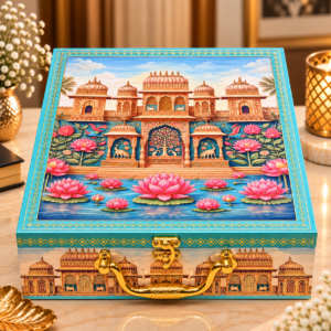 Royal Lotus Palace 4-Jar Dry Fruit Gift Box – Premium Corporate Diwali Hamper