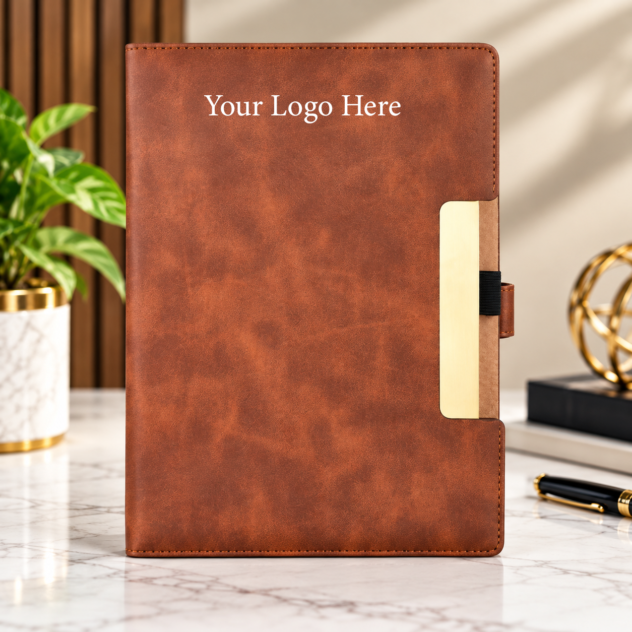 Premium Leatherette Corporate Diary with Pen Loop | Custom Logo Executive Notebook – 192 Pages