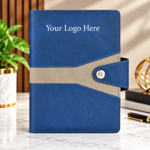 Premium Dual-Tone Leatherette Corporate Organizer Diary with Snap Closure | Custom Logo Executive Notebook – 192 Pages