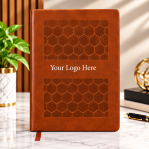 Premium Hexagon Design Leatherette Corporate Notebook | Custom Logo Executive Diary – 192 Pages