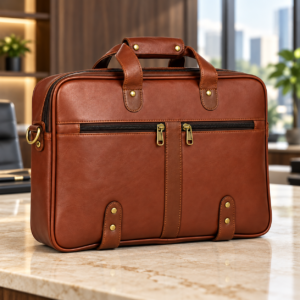 Classic Brown Executive Office Bag with Front Zip Pockets – AIPL-30