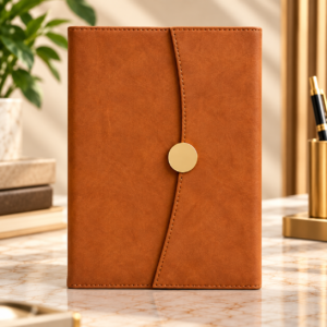 Premium Tan Brown Corporate Diary with Flap Closure & Card Slots