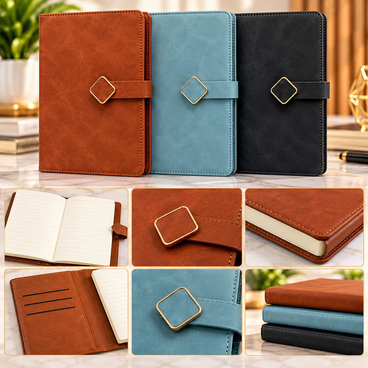 Executive Organizer Diary with Card Slots & Strap Closure – Corporate Gift - Image 2