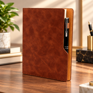 Premium Executive Corporate Diary – Leather-Texture Cover in Tan & Black