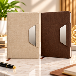Textured Executive Diary with Silver Accent Flap – Corporate Gift Notebook