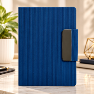 Premium Blue Textured Corporate Diary with Metal Accent Closure
