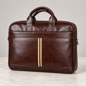 Dark Brown Executive Office Briefcase with Stripe Detail – Corporate Gift Bag
