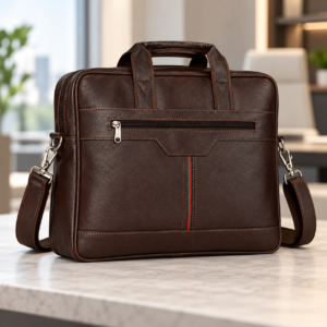 Espresso Brown Executive Office Briefcase with Detachable Shoulder Strap