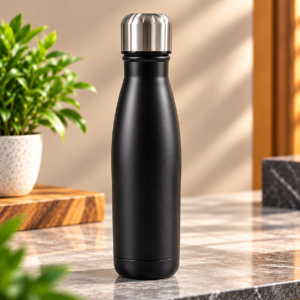 Premium Matte Black Stainless Steel Vacuum Bottle – Insulated Corporate Gift Water Bottle
