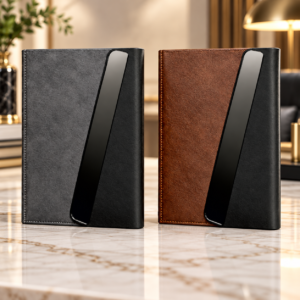 Premium Executive Diary with Textured Cover & Diagonal Accent – Grey / Brown