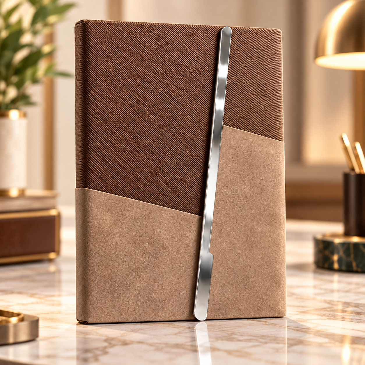 Two-Tone Brown & Taupe Executive Diary for Corporate Gifting